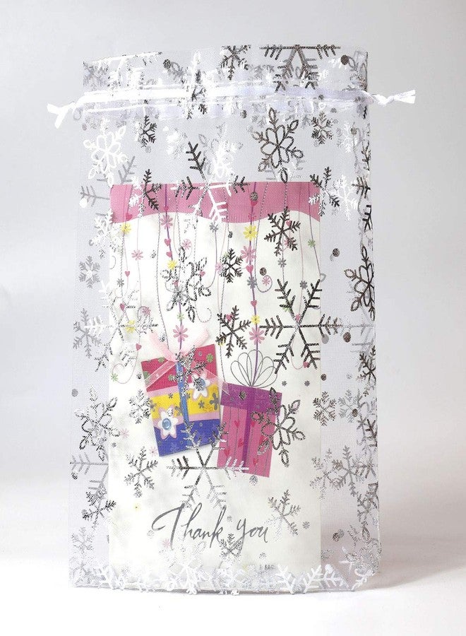 SUNGULF 100pcs Organza Pouch Bag Drawstring 6"x9" 16x22cm Strong Gift Candy Bag Jewelry Party Wedding Favor (White Snowflake) - Image 4